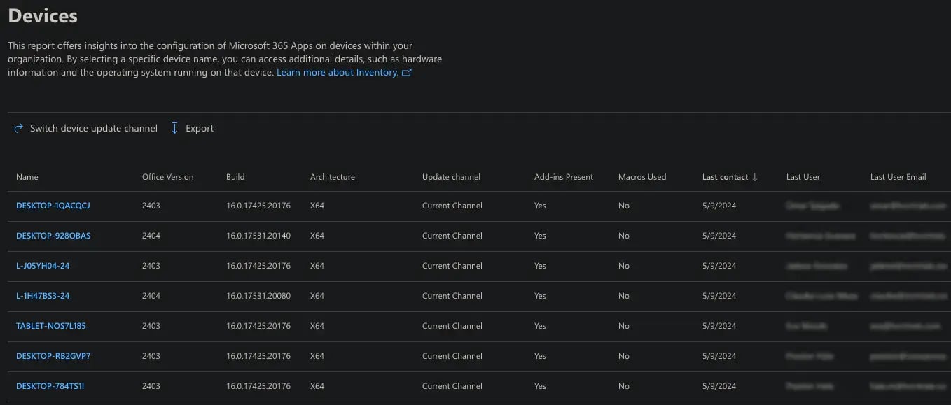 3 - Built-in Asset Inventory solution within the Microsoft 365 Apps admin center
